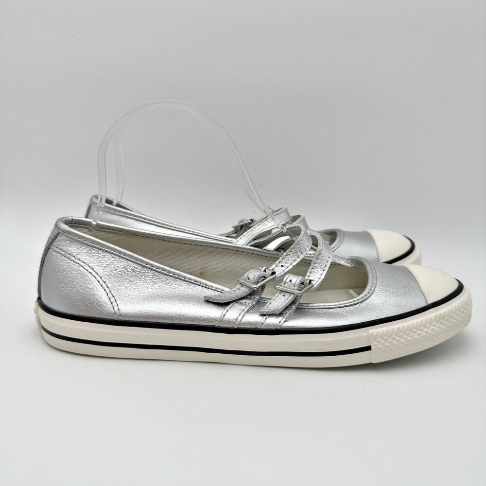 Converse Womens Chuck Taylor Dainty Mary Jane Sneakers Size 8 Metallic Silver